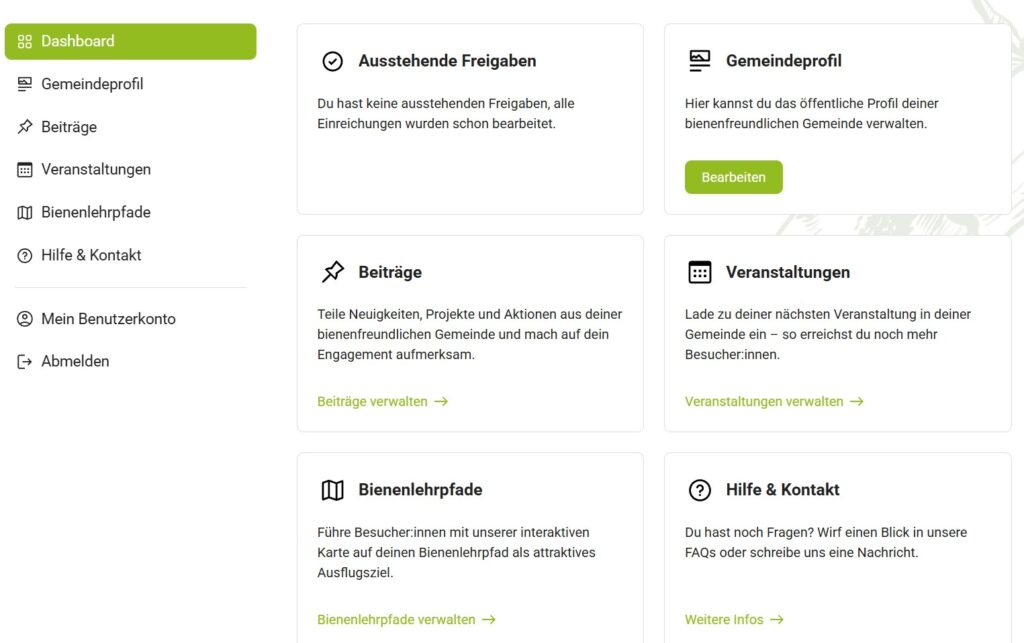 Login Bereich für die Bienenbeauftragten